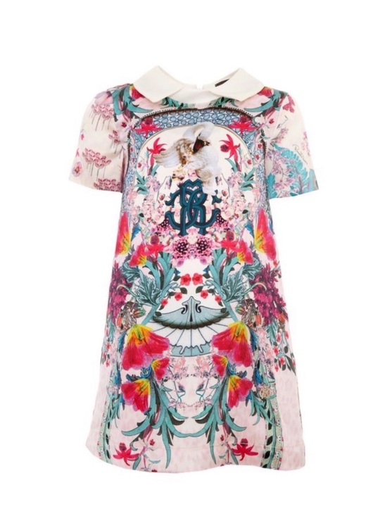 Roberto Cavalli Dresses & Skirts - Roberto Cavalli Abito Porcelain swan 100% silk mini dress; 2013 resort RTW look